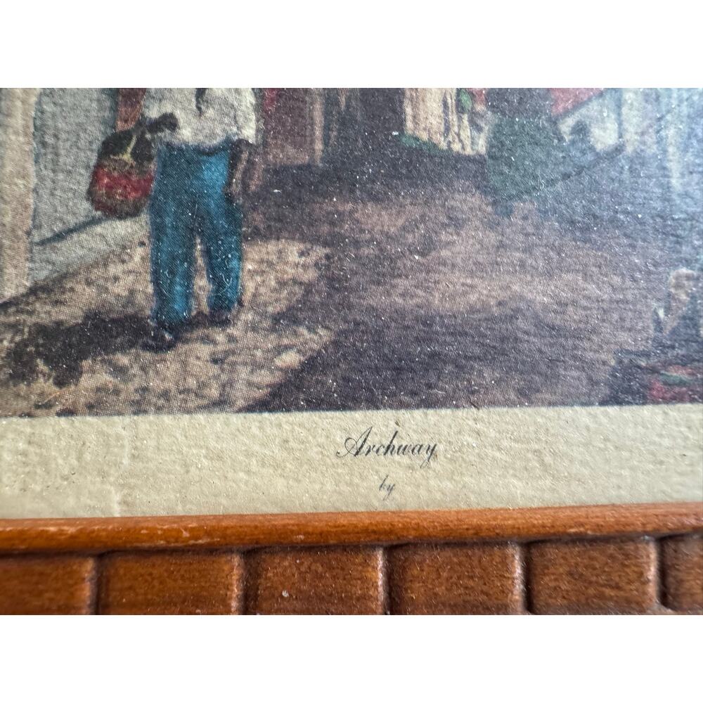 Vintage Framed Art Prints Set of 2 Dick Crocker 1956 Village Scenes 6x7 - Picture 8 of 13
